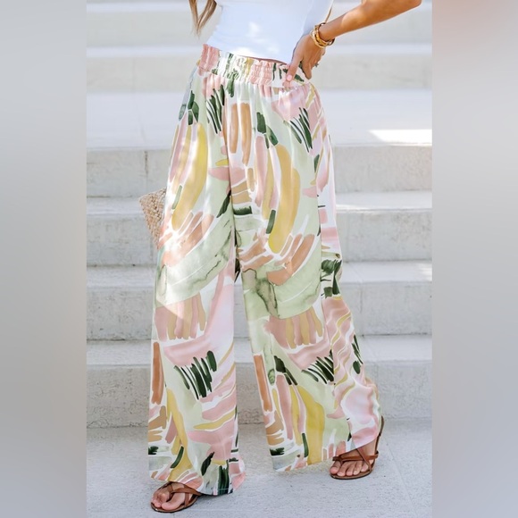 Cupshe Surprise Me Abstract Print Paperbag Wide Leg Pants | NEW/ NWT!!💚⭐️ - Picture 3 of 9